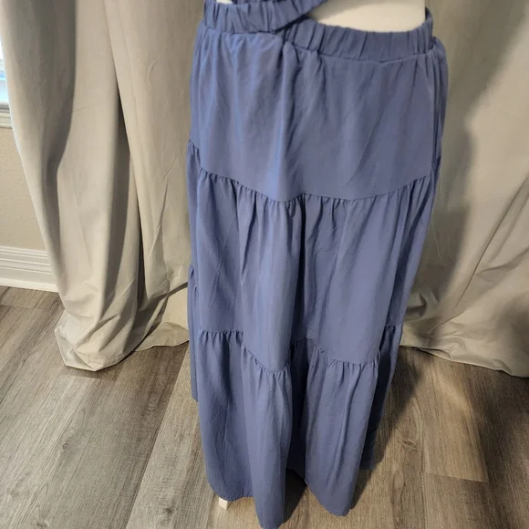 MIHOLL Dusty Blue Cutout Halter Maxi Dress - Picture 12 of 16